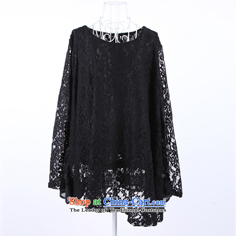 Shani flower lo xl female thick mm autumn boxed version of the new Korean engraving loose bat with lace T-shirt 4607th black 3XL, shani flower sogni (D'oro) , , , shopping on the Internet