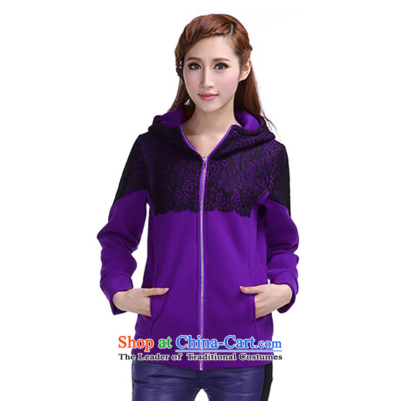 Shani flower, 2015 to increase the number of autumn jackets loose sports and leisure long thick mm sweater women 6390 purple 2XL, shani flower sogni (D'oro) , , , shopping on the Internet