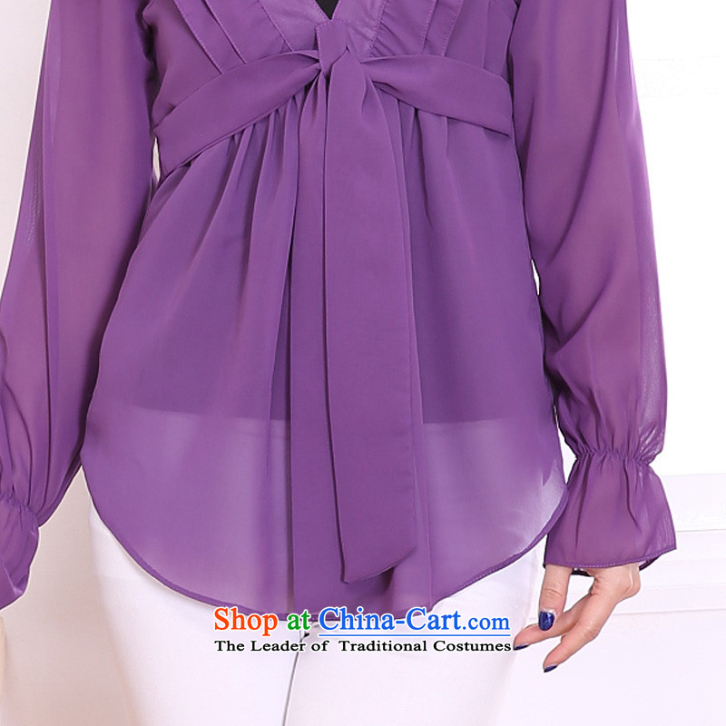 Luo Shani flower code chiffon cardigan to xl T-shirts female loose coat 3230 purple 4XL, shani flower sogni (D'oro) , , , shopping on the Internet