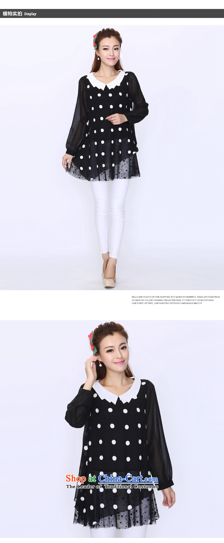 Luo Shani flower code women thick mm autumn replacing the new 2014 false two chiffon dot patterns 8739 Black 3XL shirt picture, prices, brand platters! The elections are supplied in the national character of distribution, so action, buy now enjoy more preferential! As soon as possible.