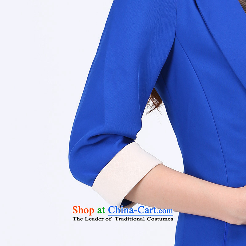 Luo Shani flower code women thick mm Korean autumn 2014 replacing the new Korean version 6736 Small Business suit coats thin blue 2XL, shani flower sogni (D'oro) , , , shopping on the Internet