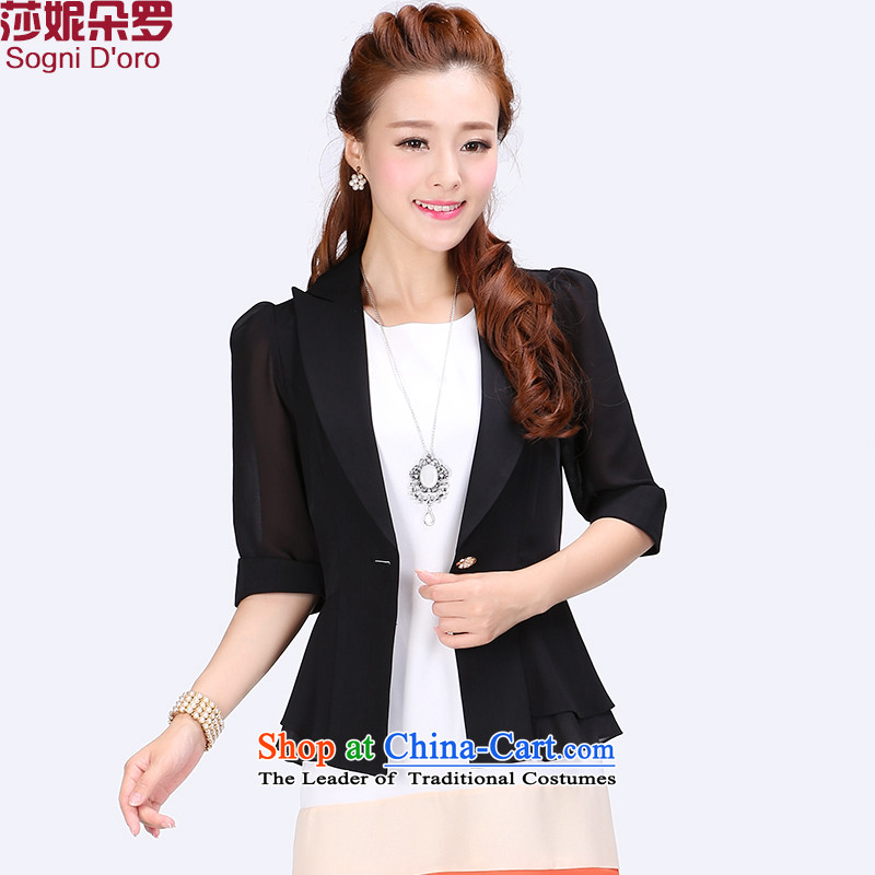 Luo Shani flower code female jackets to intensify the thick Korean version of SISTER 2015 Summer video in a small thin black 5XL suit 773.3