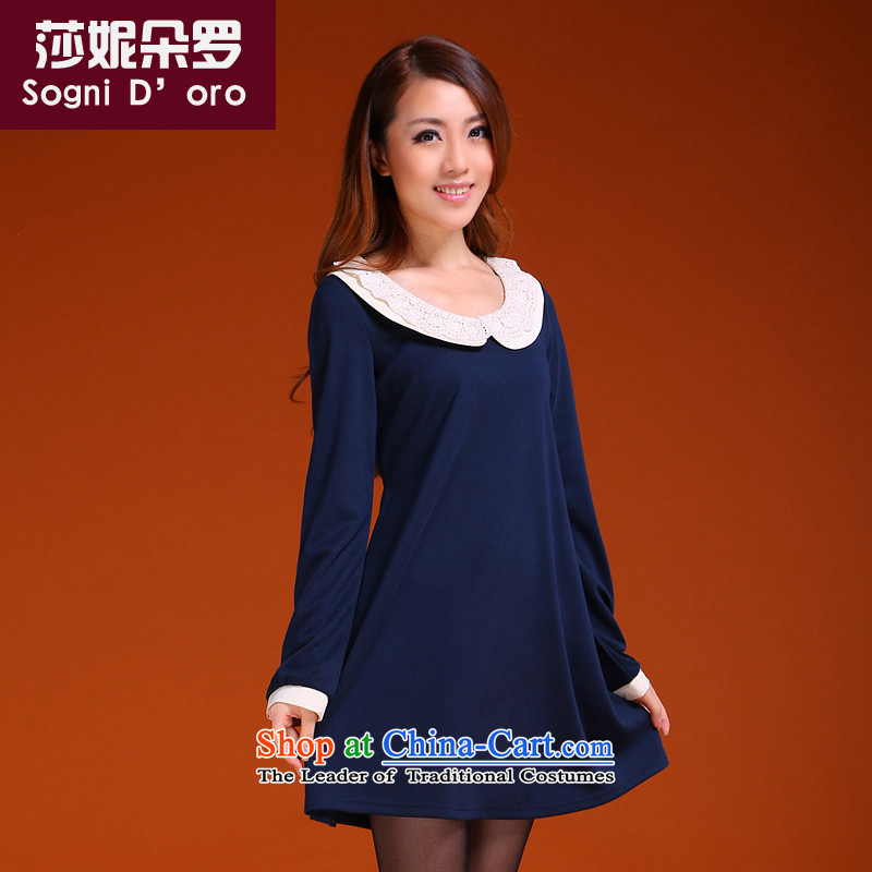 Luo Shani flower code women fall inside thick sister 2015 new to xl graphics thin thick mm dresses 9,983 dark blue 2XL