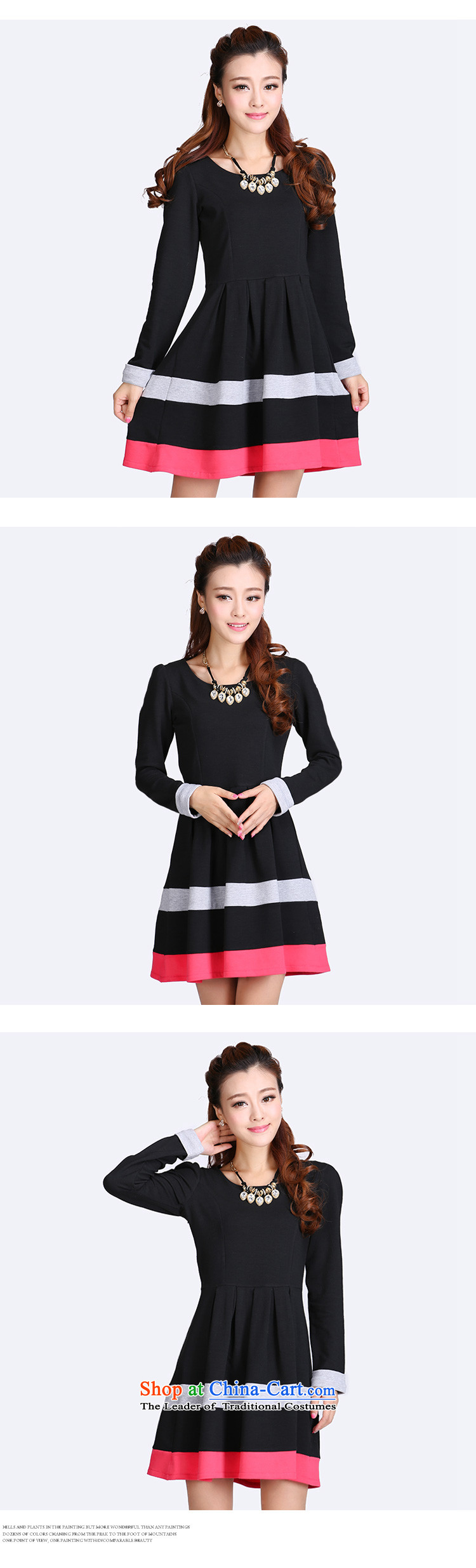 Luo Shani flower code women thick mm autumn 2015, new round-neck collar long-sleeved minimalist graphics thin thick sister dresses 6,604 Black 4XL Photo, prices, brand platters! The elections are supplied in the national character of distribution, so action, buy now enjoy more preferential! As soon as possible.
