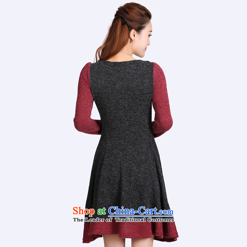Luo Shani flower code women thick mm thick sister to xl autumn and winter graphics thin, long-sleeved dresses 8710 Black 4XL, shani flower sogni (D'oro) , , , shopping on the Internet