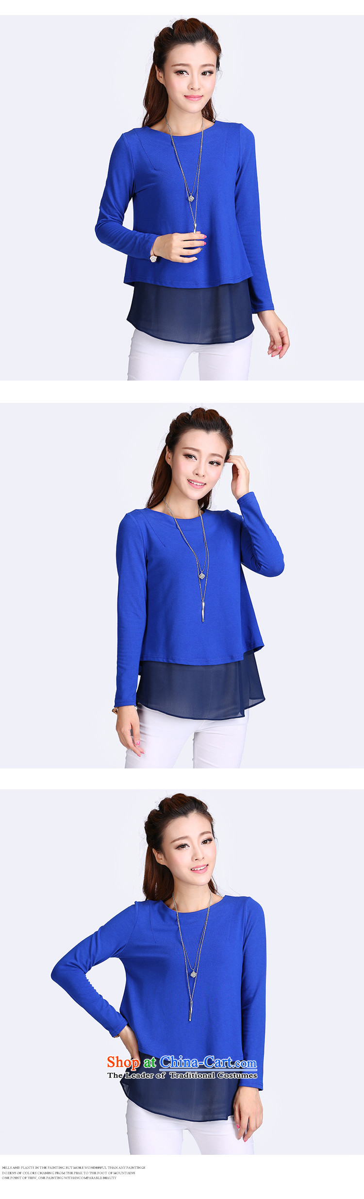 Luo Shani flower code women 2014 Early Autumn New Kit leave two large round-neck collar chiffon T-shirt women 8713 Blue 4XL Photo, prices, brand platters! The elections are supplied in the national character of distribution, so action, buy now enjoy more preferential! As soon as possible.