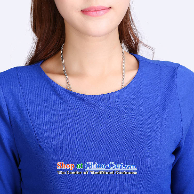 Luo Shani flower code women 2014 Early Autumn New Kit leave two large round-neck collar chiffon T-shirt women 8713 Blue 4XL, shani flower sogni (D'oro) , , , shopping on the Internet