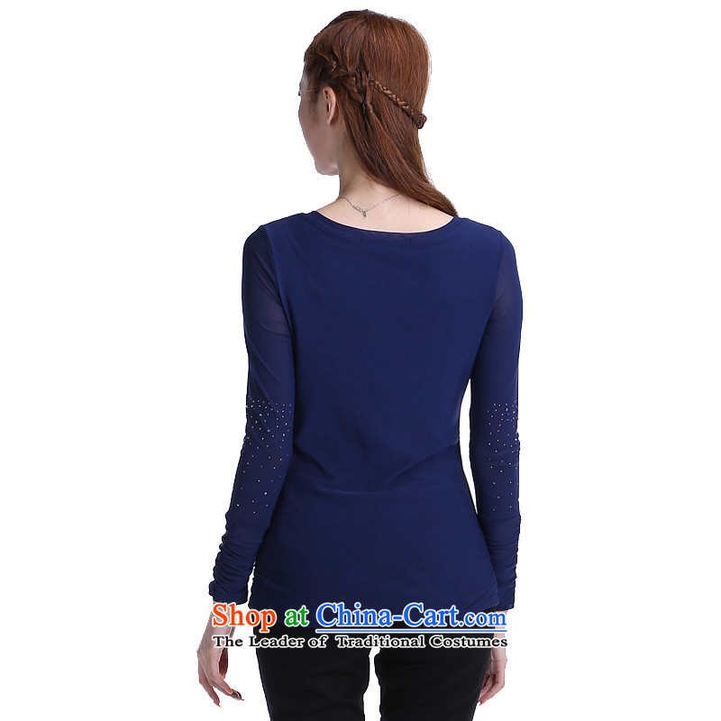11.11 larger female to intensify extra 2014 new decorated in autumn and winter in long-sleeved T-shirt with round collar forming the Women 6303 dark blue 5XL, shani flower sogni (D'oro) , , , shopping on the Internet