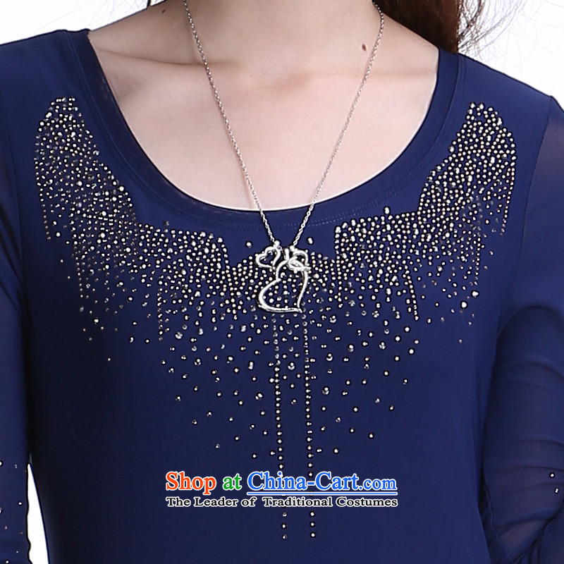 11.11 larger female to intensify extra 2014 new decorated in autumn and winter in long-sleeved T-shirt with round collar forming the Women 6303 dark blue 5XL, shani flower sogni (D'oro) , , , shopping on the Internet