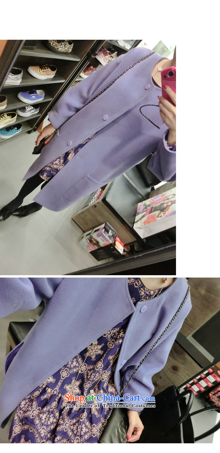 Temperature, 2015 autumn and winter coats female jacket gross? Korean version of pockets in round-neck collar loose long a wool coat larger female Purple /genuine picture, prices, brand platters! The elections are supplied in the national character of distribution, so action, buy now enjoy more preferential! As soon as possible.