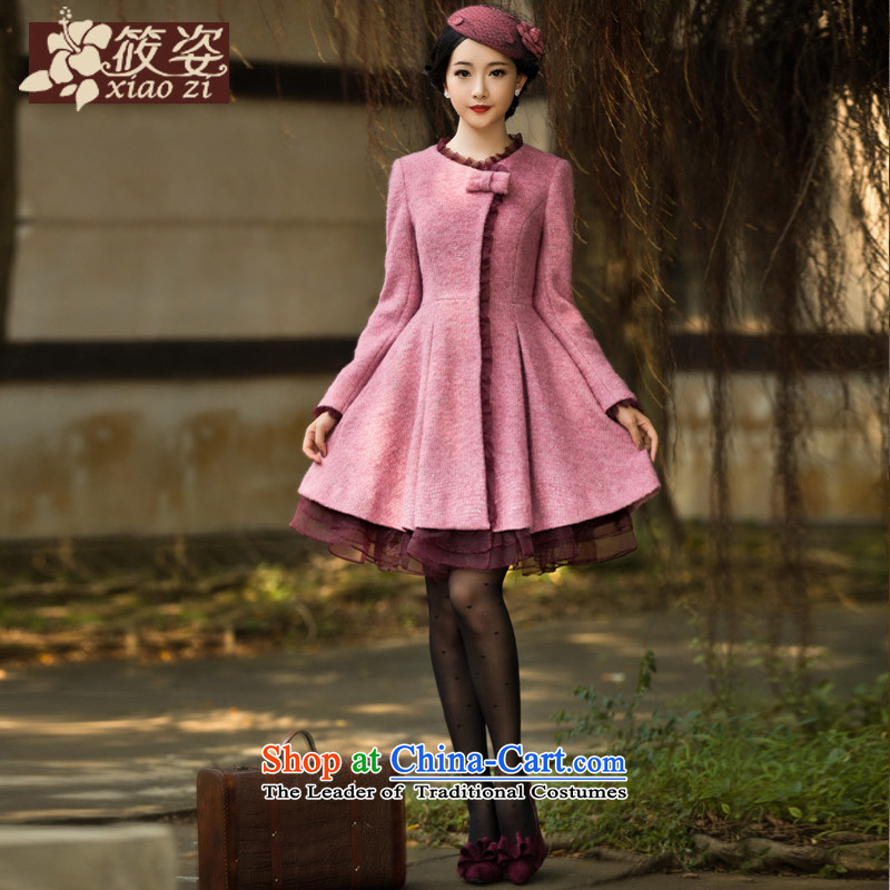 Rounge 2015 autumn and winter new retro fungus edge jacket bow tie in gross long coats? toner purple M pre-sale 35 days), Gigi Lai (xiaozi SMHF) , , , shopping on the Internet
