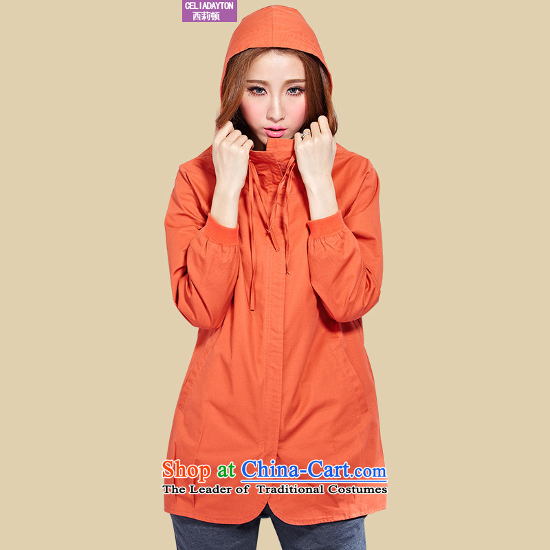 Szili Clinton xl women 2015 Autumn replacing the new mm thick loose video thin version Korea Long Hoodie stylish and cozy 200 catties to intensify the orange?XXXL Jacket