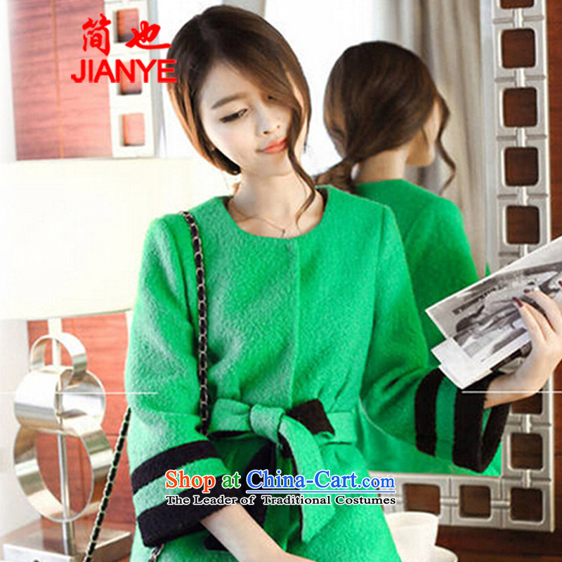 Jane can also  new 2014 gross jacket female incense? wind in long Korean autumn and winter, Sau San a 3698th green XL