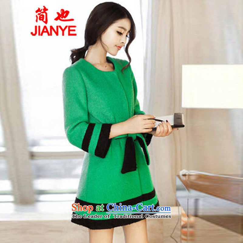 Jane can also  new 2014 gross jacket female incense? wind in long Korean autumn and winter, Sau San a green XL, simplistic and 3698th (jianye) , , , shopping on the Internet