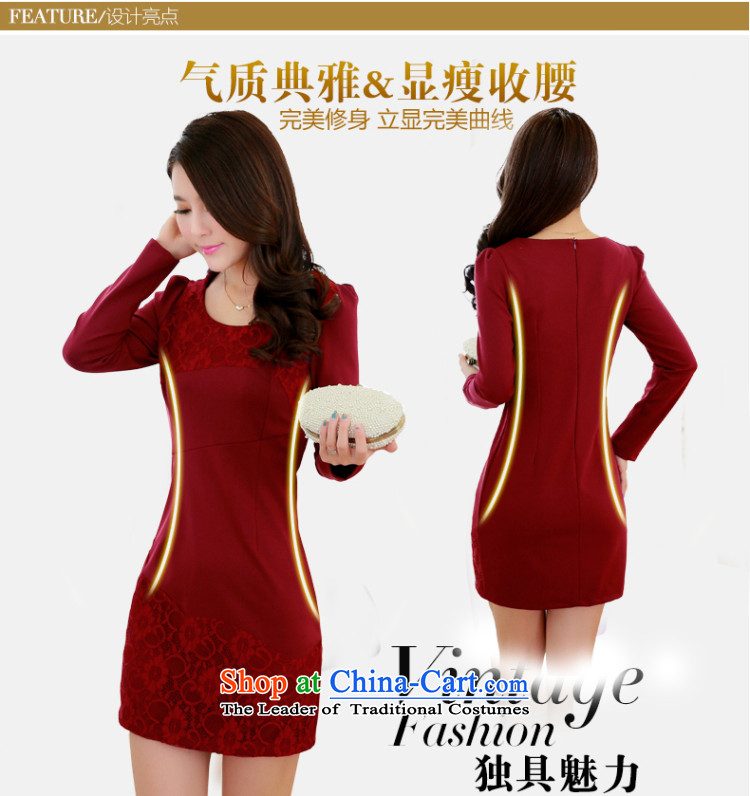 Su-Man Ka Bo 2015 Spring New larger female Korean version of fat mm long-sleeved forming the package and dresses G3319 dark red L picture, prices, brand platters! The elections are supplied in the national character of distribution, so action, buy now enjoy more preferential! As soon as possible.