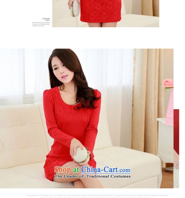 Su-Man Ka Bo 2015 Spring New larger female Korean version of fat mm long-sleeved forming the package and dresses G3319 dark red L picture, prices, brand platters! The elections are supplied in the national character of distribution, so action, buy now enjoy more preferential! As soon as possible.