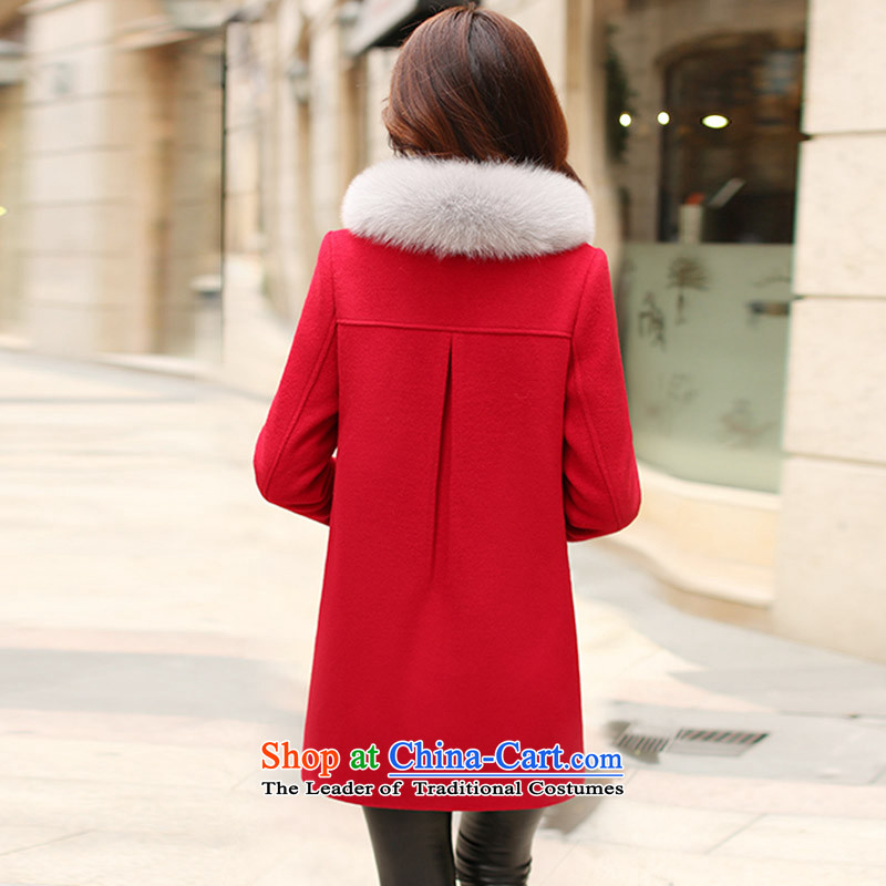 In accordance with the Addis Ababa Memnarch 2015 autumn and winter new women's Korea version? coats single row clip grid Stylish coat women gross Sau San? long coats gross? 6109 large red L, Female Memnarch Ebeid shopping on the Internet has been pressed.