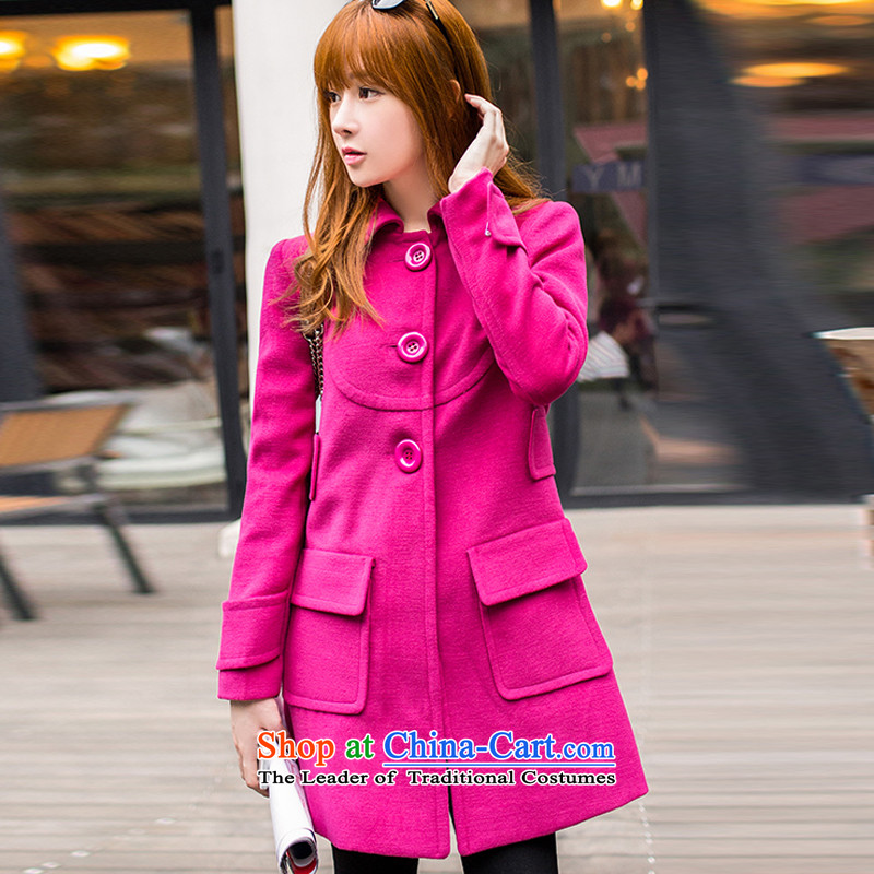 The United States welcomes the ya    2015 autumn and winter female Korean trendy pocket long coats gross JL88508 coat of what red , L, the United States welcomes a (meixinya) , , , shopping on the Internet