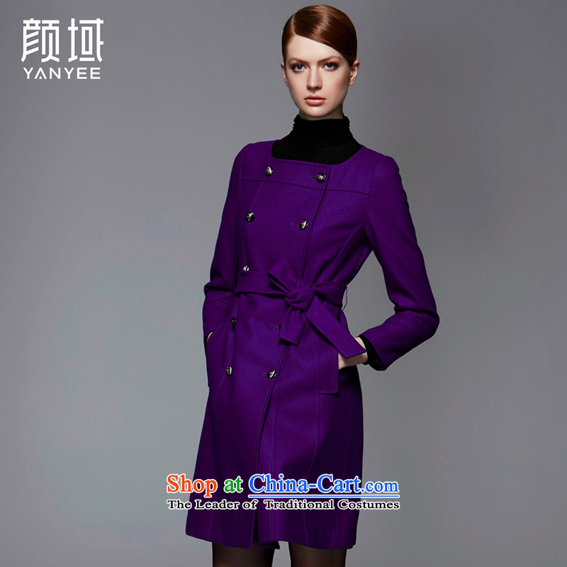 Mr NGAN domain 2015 autumn and winter new women's double-long hair stylish coat tether?? jacket 04W4519 gross  L_40 Purple