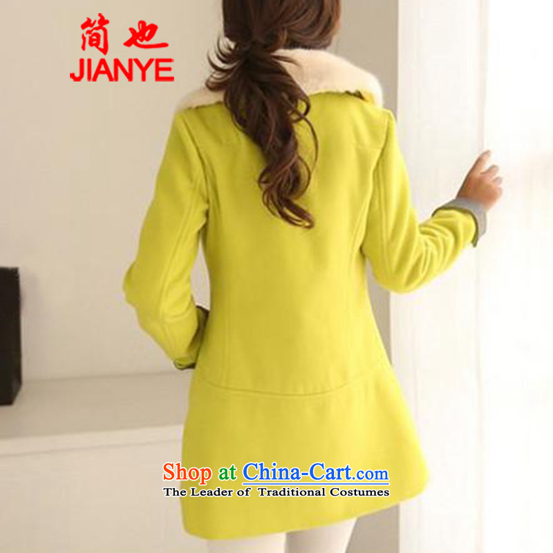 Jane can also  fall and winter 2014 new Korean version of large numbers of short? female Sau San video thin coat reverse collar double-a green and yellow XL, simply 5530# also (jianye) , , , shopping on the Internet