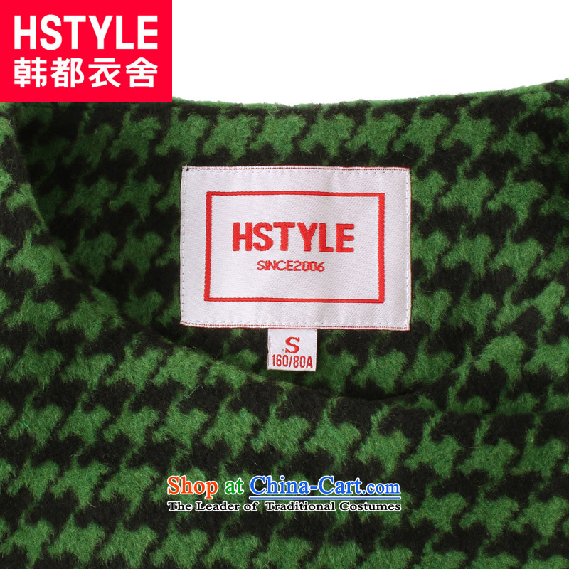 Korea has the Korean version of the Dag Hammarskjöld yi 2015 winter clothing new women's chidori grid pattern long-sleeved jacket DF4410?(6) gross green , L, Korea has Yi Homes , , , shopping on the Internet