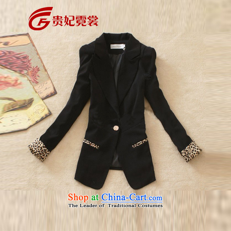 Gwi Tysan 2015 thick mm spring new extra women small business suit leopard to intensify the catty code 200 graphics thin OL vocational small black jacket 5XL, suit Gwi Tysan shopping on the Internet has been pressed.