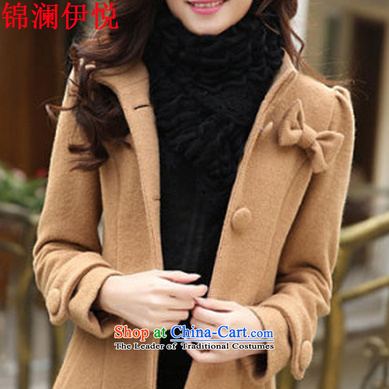 The world of Kam Yuet 2015 autumn and winter new Korean fashion ladies sweet temperament Sau San video thin collar bubble cuff bow tie coats jacket women gross? honey RED M Kam World of Yue , , , shopping on the Internet