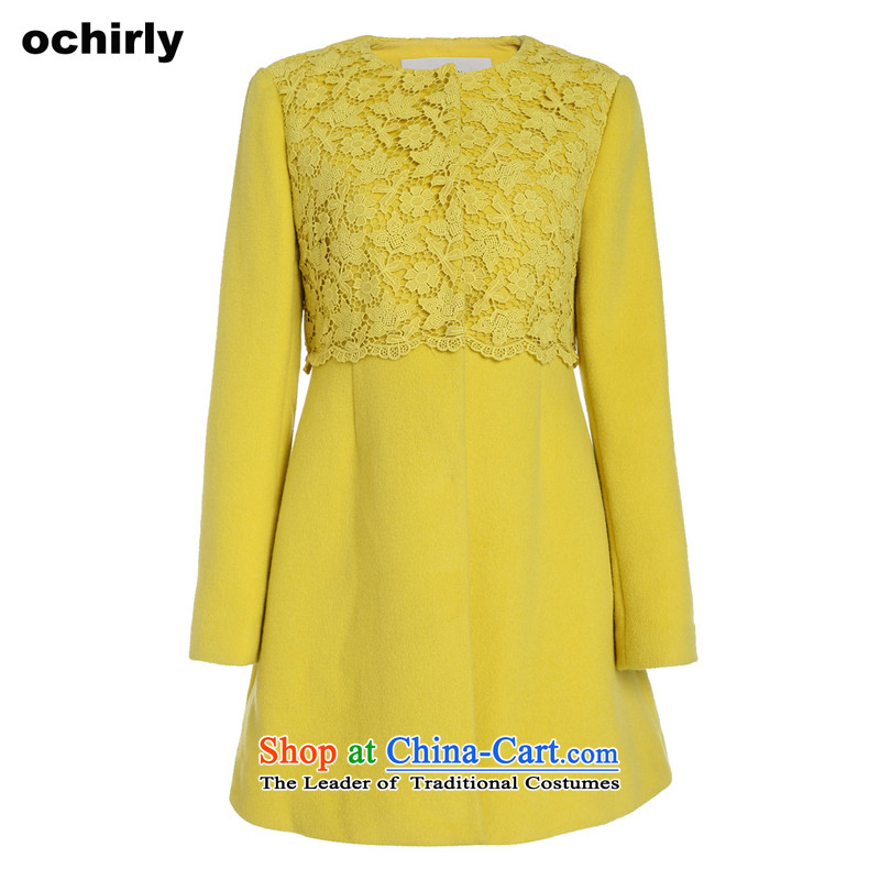 The new Europe, ochirly female spell in long lace Foutune of wool overcoats 1143343410? mustard yellow S(160/84a), 440 Euro energy when (ochirly) , , , shopping on the Internet