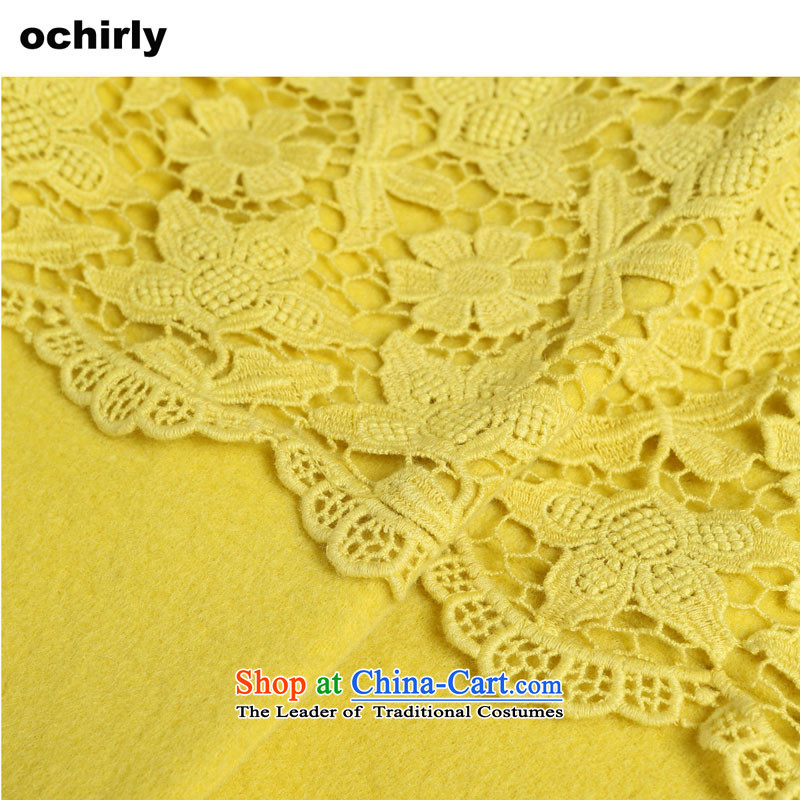 The new Europe, ochirly female spell in long lace Foutune of wool overcoats 1143343410? mustard yellow S(160/84a), 440 Euro energy when (ochirly) , , , shopping on the Internet