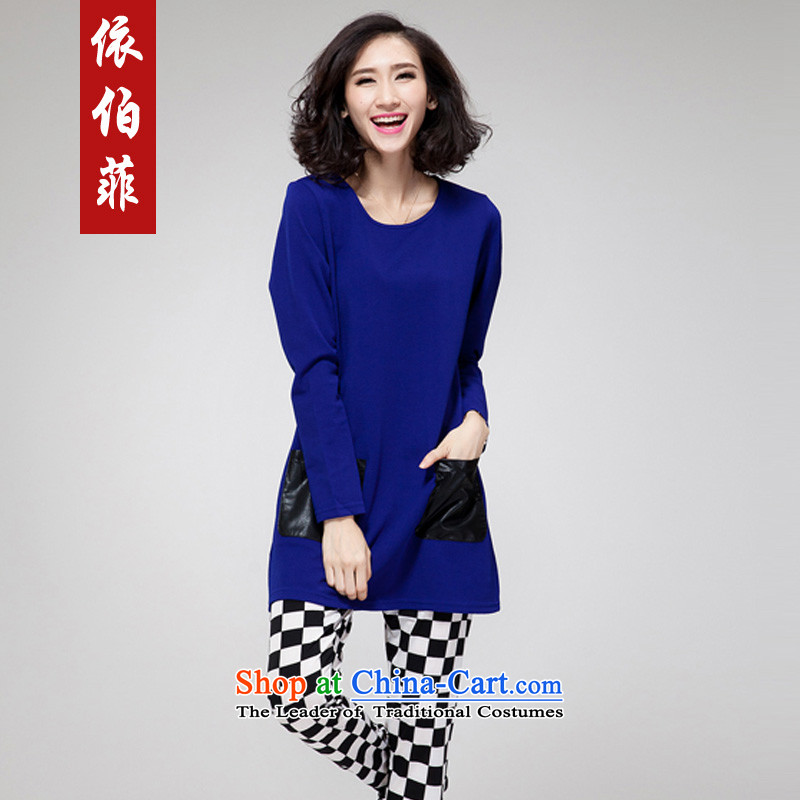 In accordance with the 2015 autumn perfect new) thick MM to xl loose video thin spell bag long-sleeved dresses female Y183 Blue M, in accordance with the perfect (yibofei) , , , shopping on the Internet