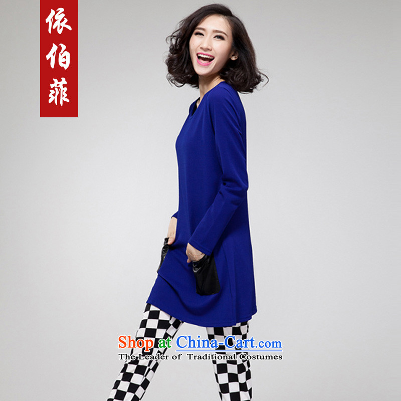 In accordance with the 2015 autumn perfect new) thick MM to xl loose video thin spell bag long-sleeved dresses female Y183 Blue M, in accordance with the perfect (yibofei) , , , shopping on the Internet