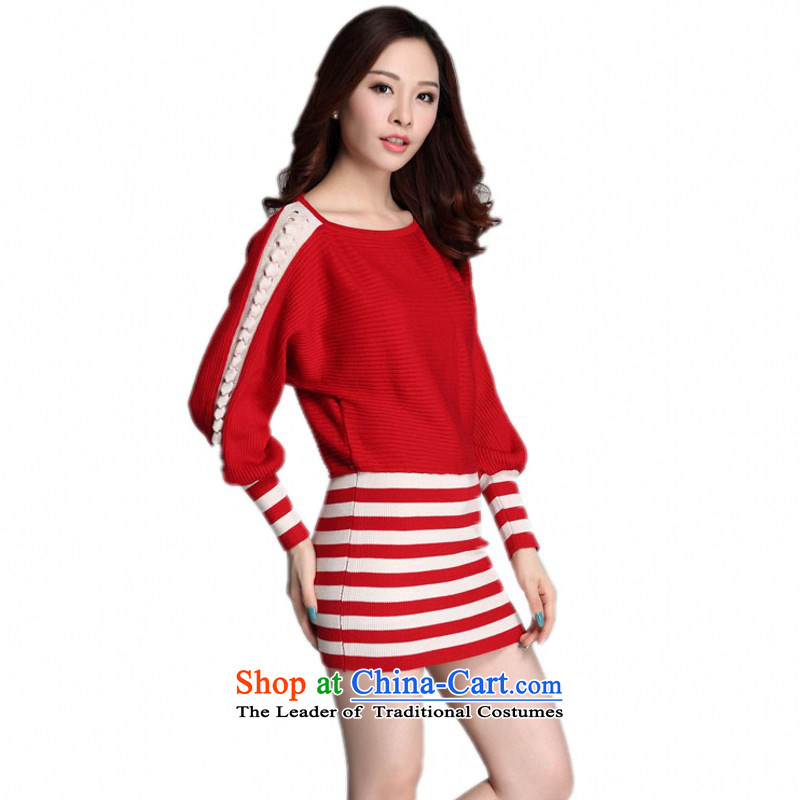 The Constitution hazel xl bat sleeves Knitted Shirt with loose, Autumn 2015 long-sleeved spell-stripe package and short skirts thick mm video thin red dress sweater sweater black 3XL, constitution hazel (QIANYAZI) , , , shopping on the Internet