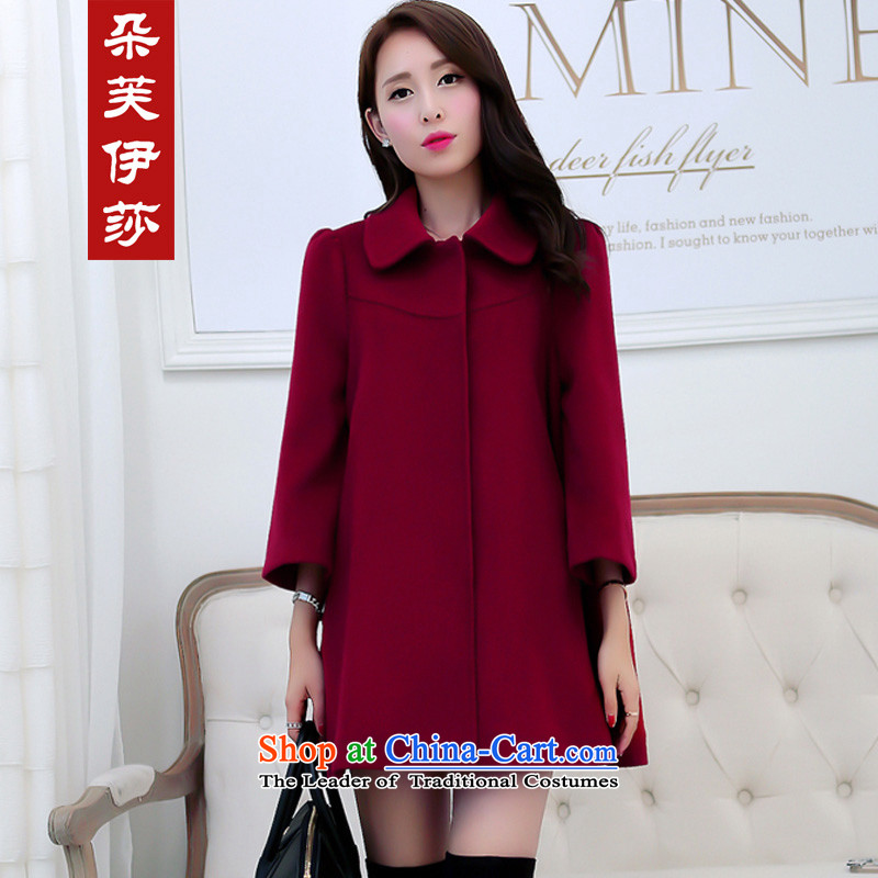 Flower to Isabelle 2015 autumn and winter new Fat MM to xl graphics in thin long large a wool coat cloak jacket female D7232 4XL, wine red flower to Isabelle (dufflsa) , , , shopping on the Internet