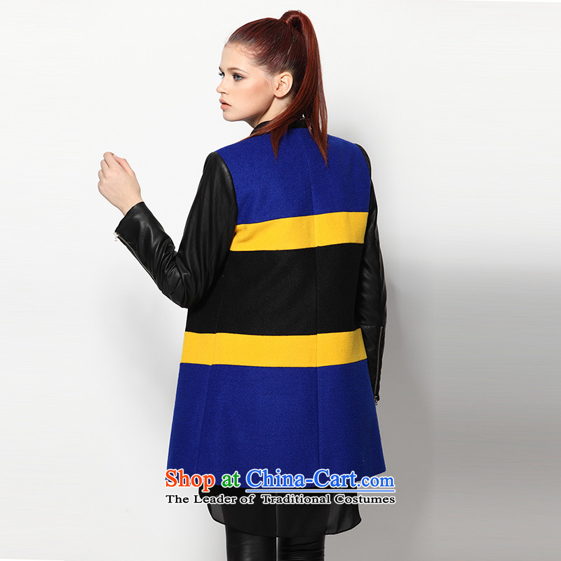 Evaouxiu autumn and winter female streaks gross? warm jacket spell leather lounge gross black Blue M'? China. The OSCE-soo (eva ouxiu shopping on the Internet has been pressed.)