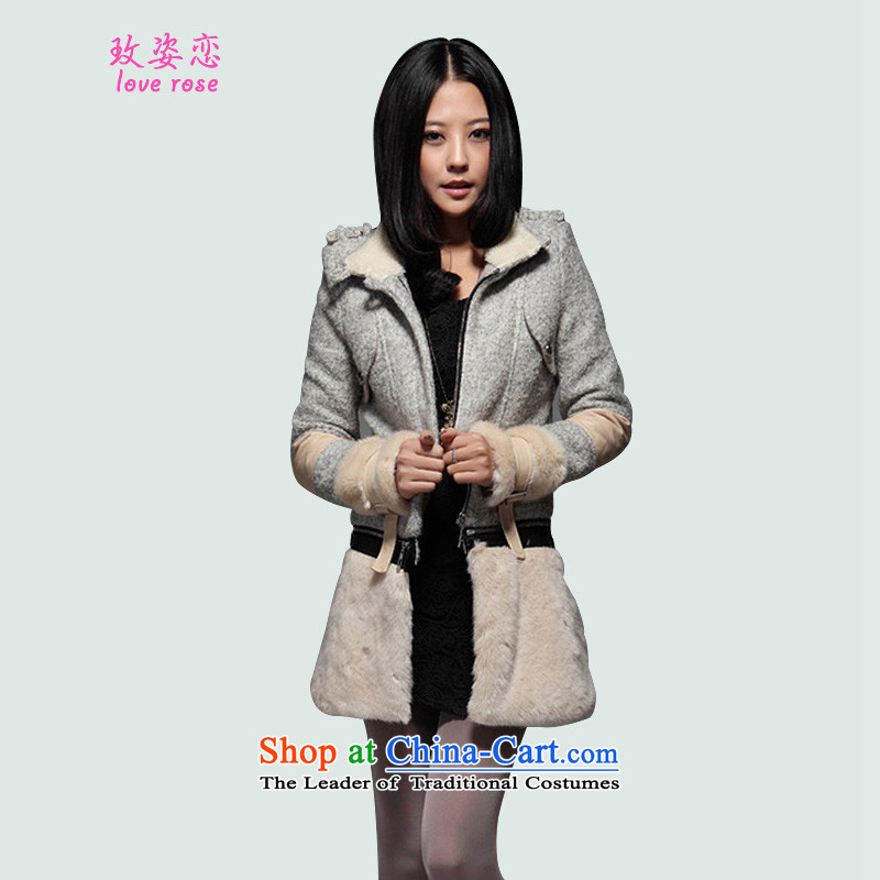 In 2014 Winter Land Gigi Lai new coats female Korea gross? version a fleece winter wind-stitching terry jacket coat gross? coats GrayL