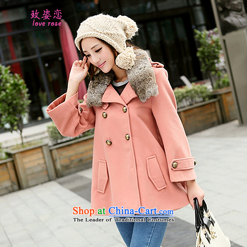 In 2014 Winter Land Gigi Lai new coats female Korea gross? version of winter in the rabbit hair collars long coats)? cloak? coats pink XXL, gross Gigi Lai land has been pressed in the Online Shopping