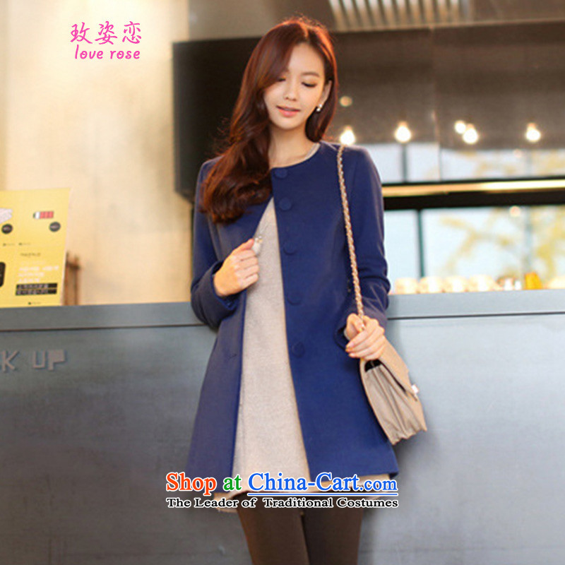 In 2014 Winter Land Gigi Lai new coats female Korea gross? version, single row deduction winter two kits shawl Sau San Mao coats of blue S? Gigi Lai land has been pressed shopping on the Internet