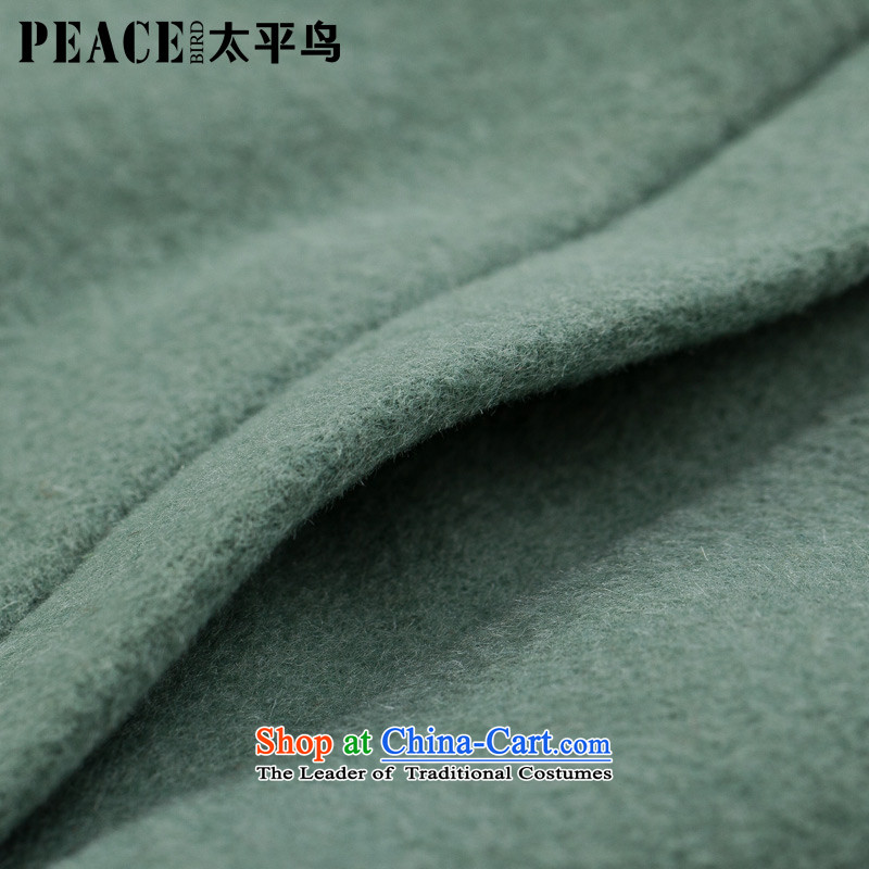 Women Peacebird 2014 winter clothing new round-neck collar straight body shape A4AA34102 coats green S PEACEBIRD shopping on the Internet has been pressed.