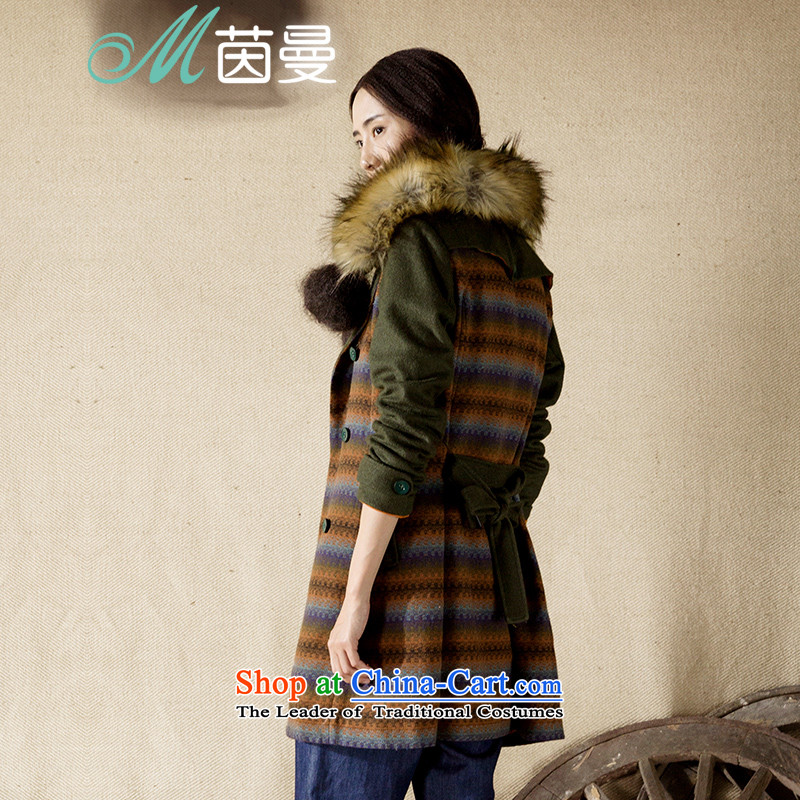 Athena Chu Cayman 2014 winter clothing new collision color jacquard Stitching can be split for long, gross jacket (8440410618?- Warm Orange , L, Athena Chu (INMAN, DIRECTOR) , , , shopping on the Internet
