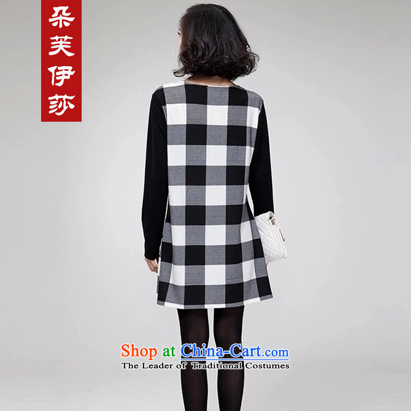 Flower to Isabelle 2015 Autumn replacing the new Fat MM to xl loose video thin latticed stitching long-sleeved dresses D7234 female picture color flower to Elisabeth 4XL, (dufflsa) , , , shopping on the Internet