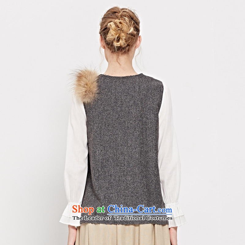 A romantic 2015 winter clothing stylish Sweet knocked color stitching Nuclear Sub wool tops 8331116 so long as a flower S romantic shopping on the Internet has been pressed.