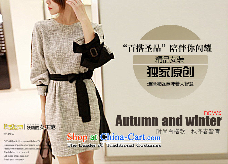 Ainu  autumn 2015 new for women Korean long-sleeved stitching of Sau San with a large number of ladies wear dresses female  1412 color picture pictures, prices, L brand platters! The elections are supplied in the national character of distribution, so action, buy now enjoy more preferential! As soon as possible.