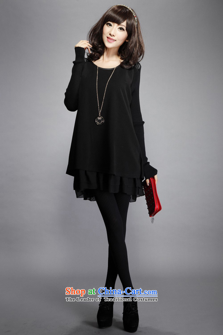 In accordance with the spring and autumn 2015 MU Cen New PU stitching round-neck collar wild loose thick MM large stylish large long-sleeved dresses 27227# black XXL picture, prices, brand platters! The elections are supplied in the national character of distribution, so action, buy now enjoy more preferential! As soon as possible.