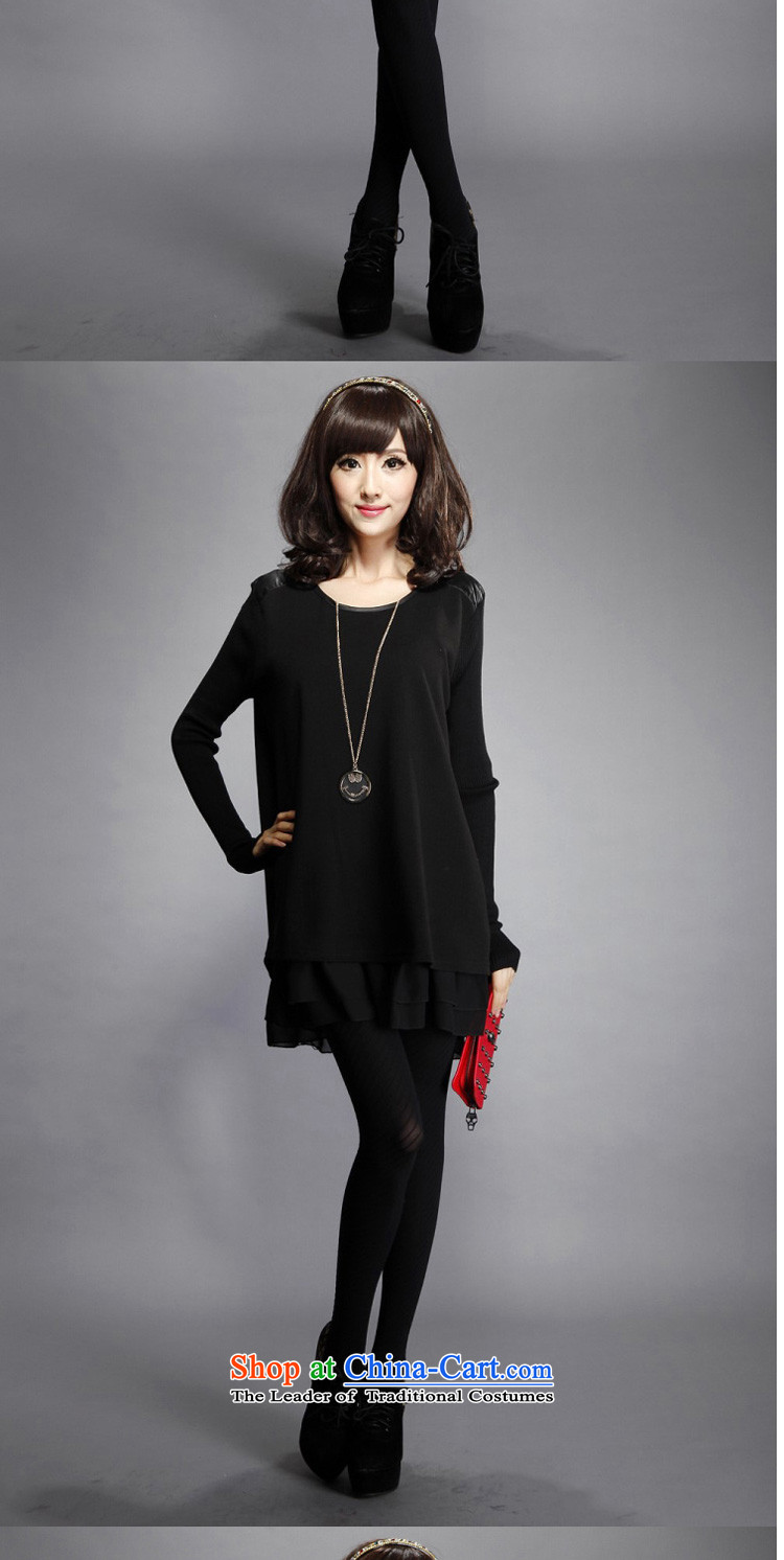 In the autumn of 2015, according to the installed new thick MM to xl loose video thin leave two chiffon stitching knitted dresses Y189 female black 3XL picture, prices, brand platters! The elections are supplied in the national character of distribution, so action, buy now enjoy more preferential! As soon as possible.