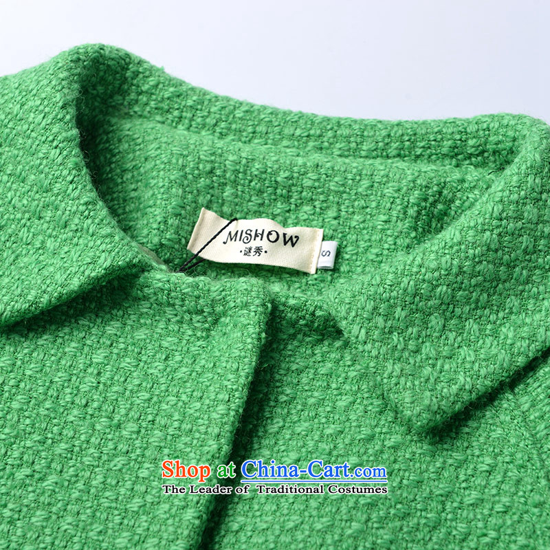Use the new 2015-soo hit color stitching Peter flip pocket girl in Long Neck Tie, a small incense wool wind gross overcoats , green? Mystery Soo , , , shopping on the Internet