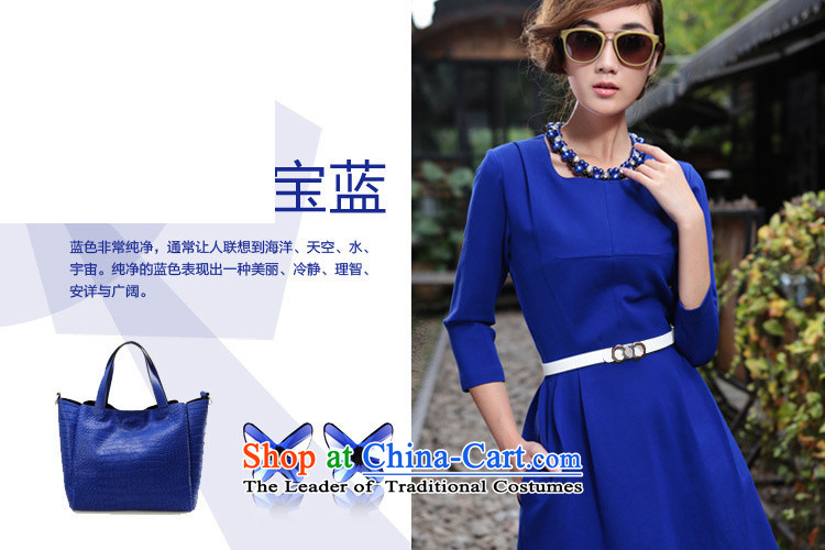 Beautiful  Spring 2015 followers of the new Europe and the new seven large cuff dresses female blue XXXL Sau San Picture, prices, brand platters! The elections are supplied in the national character of distribution, so action, buy now enjoy more preferential! As soon as possible.