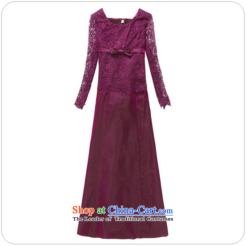 The land is still of clothes small dress 2015 Fall/Winter Collections Western temperament lace elegant evening video thin long-sleeved gown hosted a long skirt bridesmaid dresses purple 3XL about 155-175, land is of Yi , , , shopping on the Internet