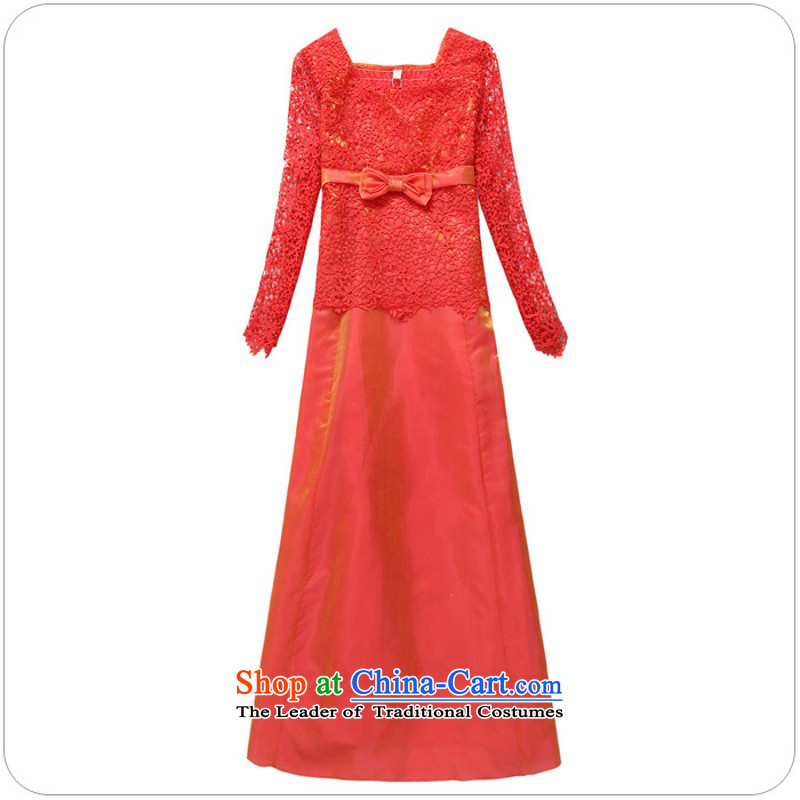 The land is still of clothes small dress 2015 Fall/Winter Collections Western temperament lace elegant evening video thin long-sleeved gown hosted a long skirt bridesmaid dresses purple 3XL about 155-175, land is of Yi , , , shopping on the Internet
