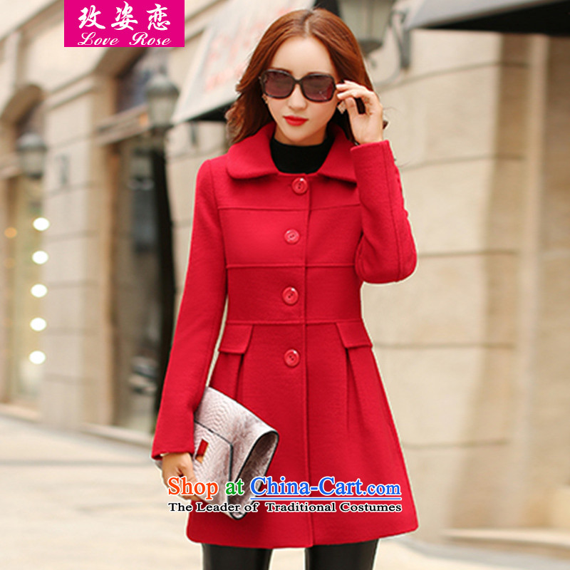 The new 2015 love beauty? jacket in Gross Gross long a wool coat Korean Sau San han bum thin video Women 8530 red , L, better land Gigi Lai , , , shopping on the Internet
