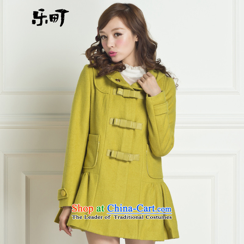 Lok-machi 2015 winter clothing new date of women's civil, so leather jacket Yellow M